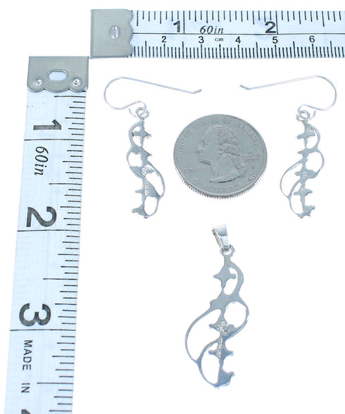 Authentic Sterling Silver Turquoise Pendant Earrings Jewelry Set RX101791